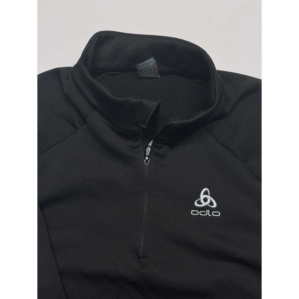 Odlo Jacket 1/4 Zip Pullover Athleisure Minimalist Sporty Stretchy Black Large